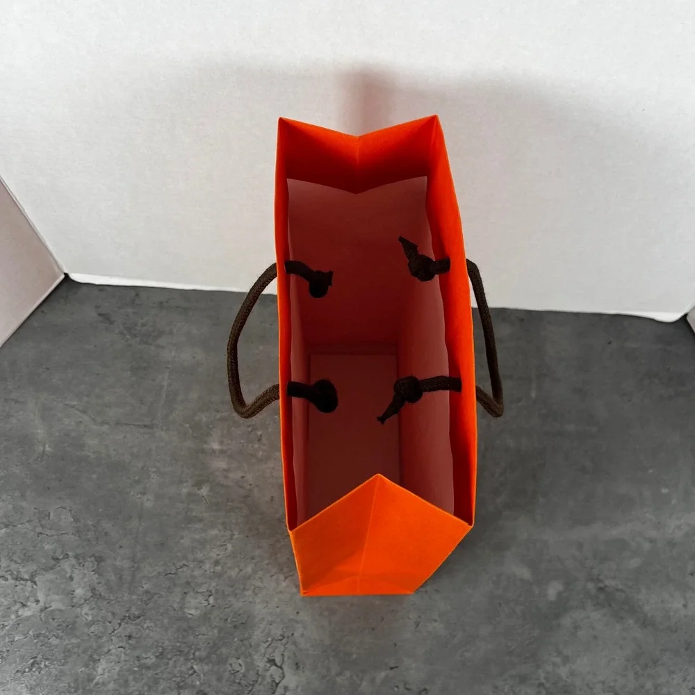 Hermes Paris Orange Paper Shopping Bag Small Medium Boutique Gift Bag 11.25x8.25